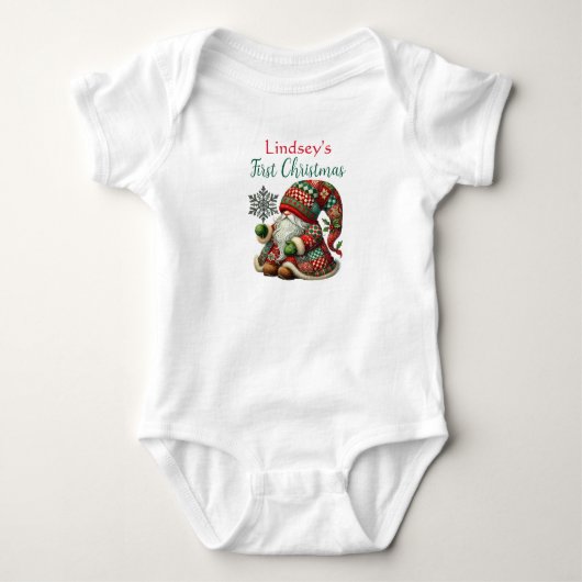 Kleurrijke Kabouter - Baby's Eerste Kerstmis Romper (Voorkant)