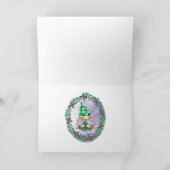 Kleurrijke kabouters elegante script kerstkaart kaart (Binnen)