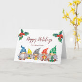 Kleurrijke kabouters elegante script kerstkaart kaart (Gele Bloem)