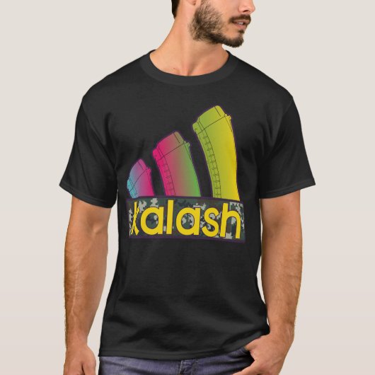 Kleurrijke Kalash drie AK aanvalsgeweren magazines T-shirt (Voorkant)