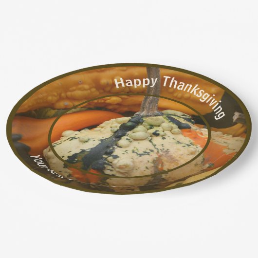 Kleurrijke kalebassen gepersonaliseerde Herfst Tha Papieren Bordje (Gekanteld)