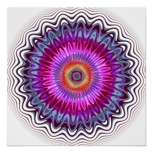 Kleurrijke Kaleidoscoop Bloem Perfect Poster (Voorkant)