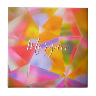 Kleurrijke Kaleidoscoop, DIY Naam & Kunst Wit Schr Tegeltje