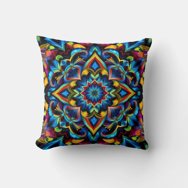 Kleurrijke Kaleidoscoop Mandala Ontwerp Mok, Kusse Kussen (Voorkant)