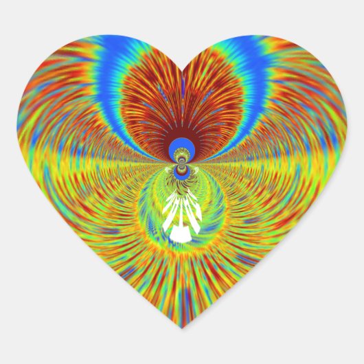 Kleurrijke Kaleidoscope Art Print Hart Sticker (Voorkant)