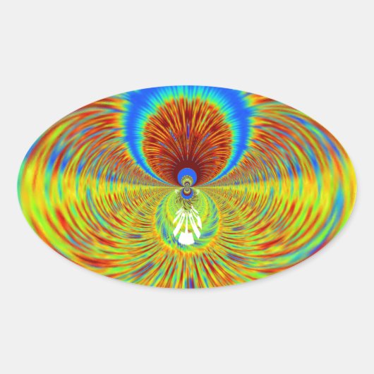 Kleurrijke Kaleidoscope Art Print Ovale Sticker (Voorkant)