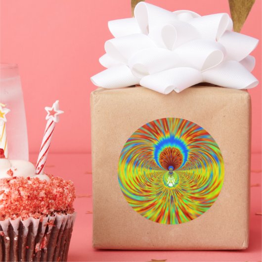 Kleurrijke Kaleidoscope Art Print Ronde Sticker (Feest)