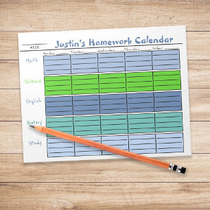 Kleurrijke kalender voor schooltaken van kinderen notitieblok