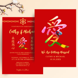 Kleurrijke kalligrafie liefde moderne chinese brui kaart