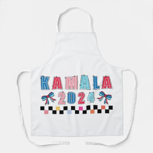 Kleurrijke Kamala Harris 2024. Wit. Medium Schort (Voorkant)