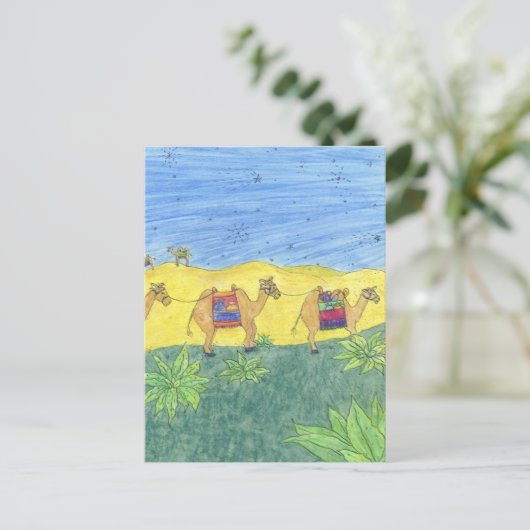 Kleurrijke kamelen briefkaart (Staand voorkant)