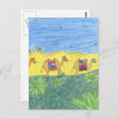 Kleurrijke kamelen briefkaart (Voorkant / Achterkant)