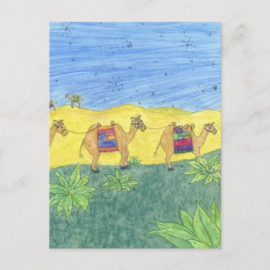 Kleurrijke kamelen briefkaart (Voorkant)