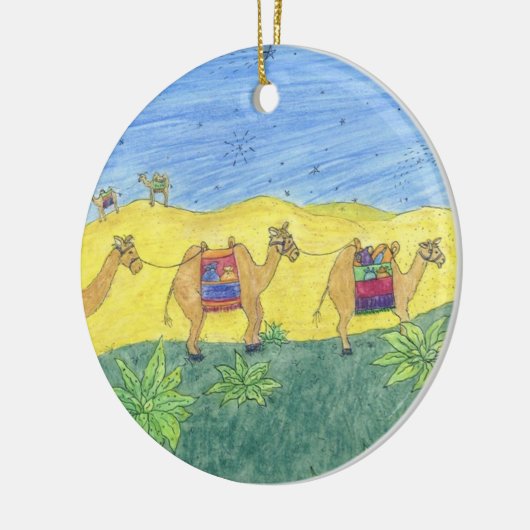 Kleurrijke kamelen keramisch ornament (Links)