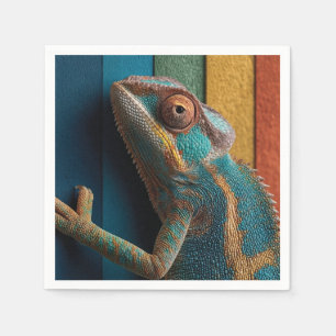 Kleurrijke Kameleon op Regenboog Achtergrond Servet