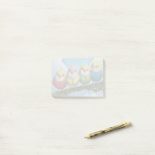 Kleurrijke kanaries post-it® notes (Op bureau)