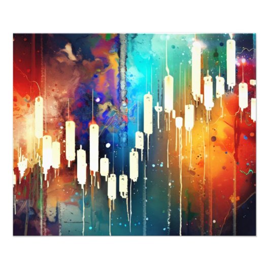 Kleurrijke kandelaar grafiek abstract schilderen foto afdruk (Voorkant)