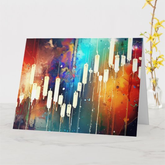 Kleurrijke kandelaar grafiek abstract schilderen kaart (Gele Bloem)