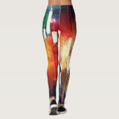 Kleurrijke kandelaar grafiek abstract schilderen leggings (Achterkant)