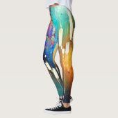 Kleurrijke kandelaar grafiek abstract schilderen leggings (Links)