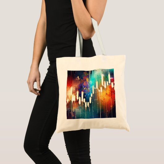 Kleurrijke kandelaar grafiek abstract schilderen tote bag (Voorkant (product))