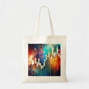 Kleurrijke kandelaar grafiek abstract schilderen tote bag