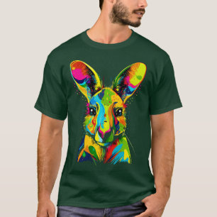 Kleurrijke kangoeroe hoofd grappige wilde dier kun t-shirt