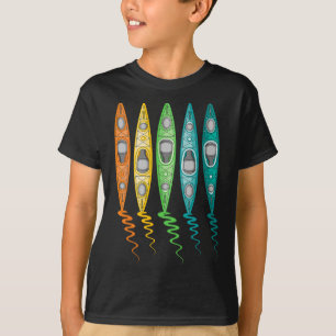 Kleurrijke kano boot buiten rivier reizen kajakken t-shirt
