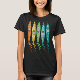 Kleurrijke kano boot buiten rivier reizen kajakken t-shirt