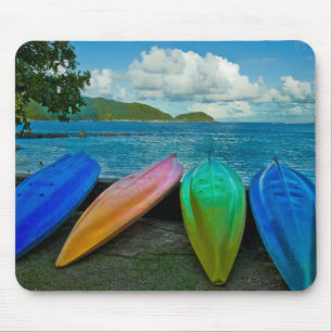 Kleurrijke kano's op het strand in Pago Pago Muismat
