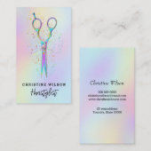 Kleurrijke kapper schaar faux glitter visitekaartje (Voorkant / Achterkant)