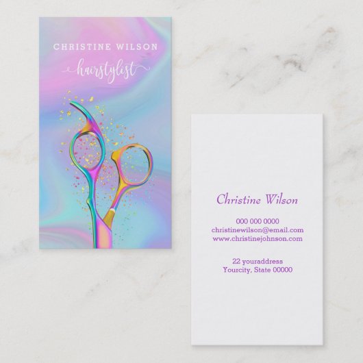 Kleurrijke kapper schaar visitekaartje (Voorkant / Achterkant)