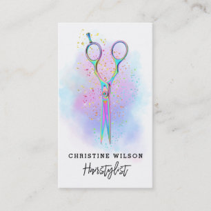 Kleurrijke kapper schaar visitekaartje