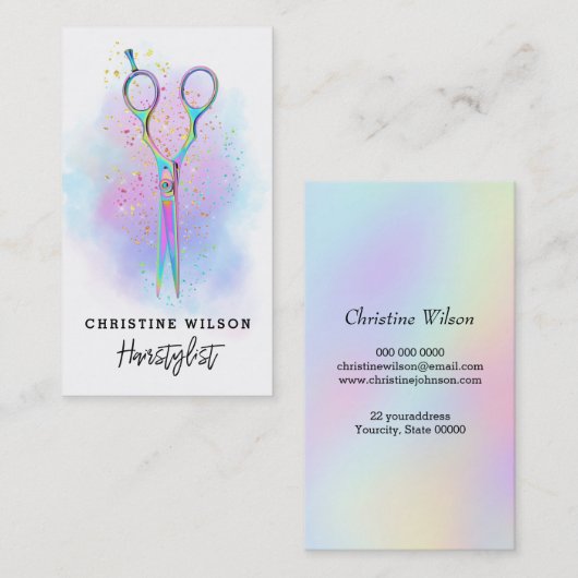 · Kleurrijke kapper schaar visitekaartje (Voorkant / Achterkant)