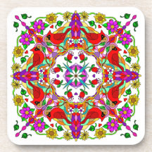  kleurrijke kardinalen en bloemen