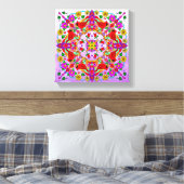  kleurrijke kardinalen en bloemen Mandala Canvas Afdruk (Insitu (Slaapkamer))