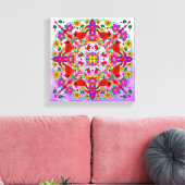  kleurrijke kardinalen en bloemen Mandala Canvas Afdruk (Insitu (Woonkamer))