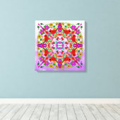  kleurrijke kardinalen en bloemen Mandala Canvas Afdruk (Insitu (Houten vloer))