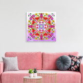  kleurrijke kardinalen en bloemen Mandala Canvas Afdruk (Insitu (Woonkamer))