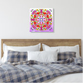  kleurrijke kardinalen en bloemen Mandala Canvas Afdruk (Insitu (Slaapkamer))