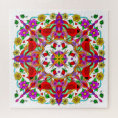 kleurrijke kardinalen en bloemen Mandala Legpuzzel (Horizontaal)