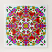 kleurrijke kardinalen en bloemen Mandala Legpuzzel (Verticaal)