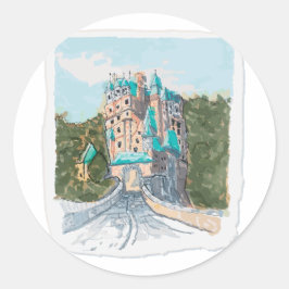 Kleurrijke Kasteel Illustratie Ronde Sticker