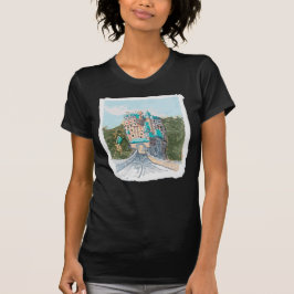 Kleurrijke Kasteel Illustratie T-shirt