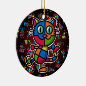 kleurrijke kat2 keramisch ornament (Rechts)