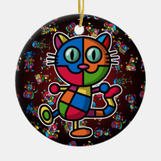 kleurrijke kat2 keramisch ornament