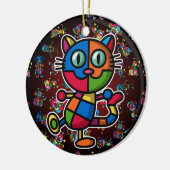 kleurrijke kat2 keramisch ornament (Links)