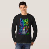 Kleurrijke Kat 3D Abstracte Vector Kat T-shirt (Voorkant volledig)