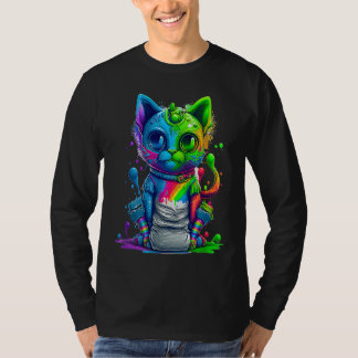 Kleurrijke Kat 3D Abstracte Vector Kat T-shirt