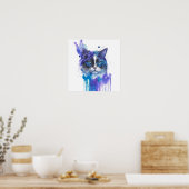 Kleurrijke kat aquarel kunstwerk poster (Keuken)